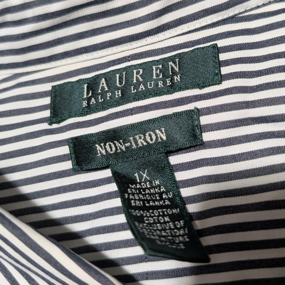 Lauren Ralph Lauren Women's Non-Iron Striped Button-Down Shirt 1X - Picture 3 of 6